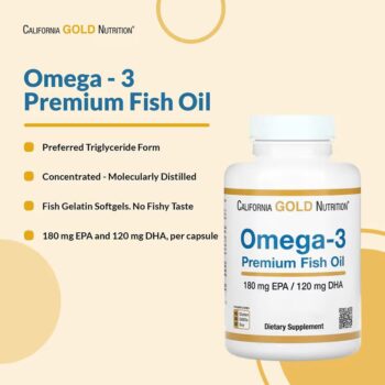 California Gold Nutrition, Omega-3 Premium Fish Oil, 100 Fish Gelatin Softgels (1,100 mg per Softgel) - Image 5