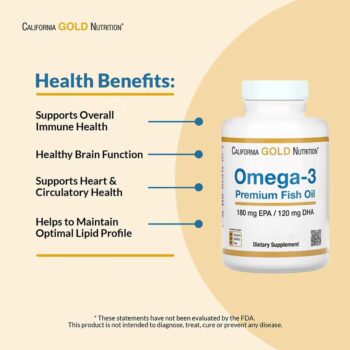 California Gold Nutrition, Omega-3 Premium Fish Oil, 100 Fish Gelatin Softgels (1,100 mg per Softgel) - Image 6