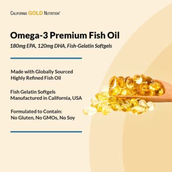 California Gold Nutrition, Omega-3 Premium Fish Oil, 100 Fish Gelatin Softgels (1,100 mg per Softgel) - Image 7