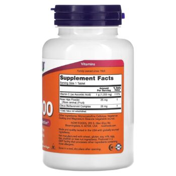 NOW Foods, C-1000, With Rose Hips and Bioflavonoids, 100 Tablets - Image 2